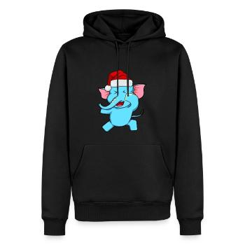 Zoo Animal Cadeau Dabbing Père Noël Eléphant - Sweat à capuche Premium bio Homme - noir - Devant - Nico (187cm)