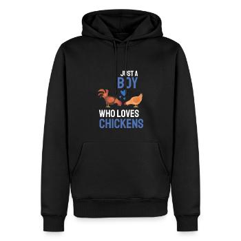 Fermier d’animaux de ferme Garçon Cadeau Poulet - Sweat à capuche Premium bio Homme - noir - Devant - Nico (187cm)