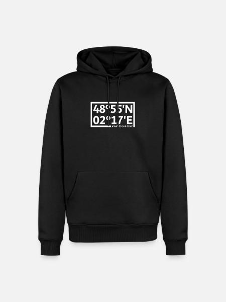 Asnières-sur-Seine coordinates - Men’s Premium Organic Hoodie - black