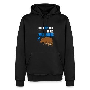 Schwarzwild Jungen Wald Tier Geschenk Wildschwein - Männer Premium Bio Hoodie - Schwarz - Vorne - Nico (187cm)