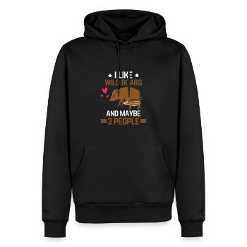 Forest Animal Lovers Gift Funny Wild Boar - Sweat à capuche Premium bio Homme - noir - Devant - Nico (187cm)