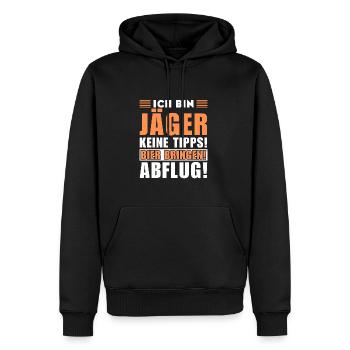 Ich bin Jäger - Keine Tipps! Bier bringen - Männer Premium Bio Hoodie - Schwarz - Vorne - Nico (187cm)