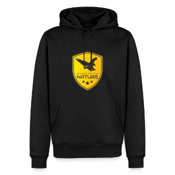 POWERED BY NATURE - Men’s Premium Organic Hoodie - black - Front - Nico (187cm)