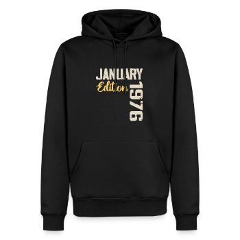 Cadeau D'anniversaire Nées En Janvier 1976 - 1976 - Sweat à capuche Premium bio Homme - noir - Devant - Nico (187cm)
