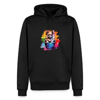 Zwergspitz Niedlicher Pomeranian Hund Farbeimer - Männer Premium Bio Hoodie - Schwarz - Vorne - Nico (187cm)
