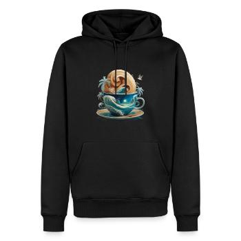 Tropical Beach Waves Kaffeetasse für eine - Männer Premium Bio Hoodie - Schwarz - Vorne - Nico (187cm)