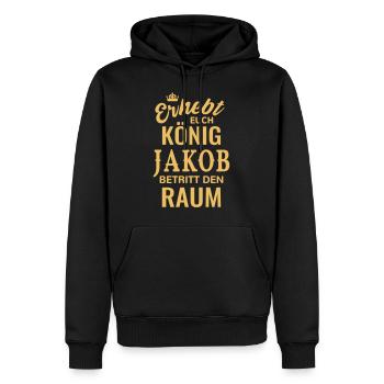 Name Jakob König Geschenkidee Geburtstag lustig - Männer Premium Bio Hoodie - Schwarz - Vorne - Nico (187cm)