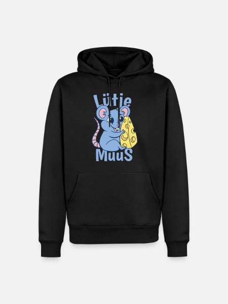 Lütje Muus Plattdeutsch Maus - Men’s Premium Organic Hoodie - black