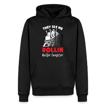 Ils me voient Rollin Montagnes russes - Sweat à capuche Premium bio Homme - noir - Devant - Nico (187cm)