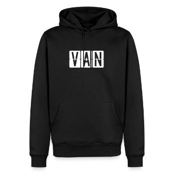 Van Flughafentafel - Männer Premium Bio Hoodie - Schwarz - Vorne - Nico (187cm)