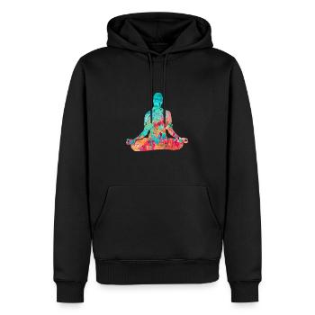 Yoga et Pilates dans PopArt - Sweat à capuche Premium bio Homme - noir - Devant - Nico (187cm)