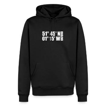 Oxford Koordinaten - Männer Premium Bio Hoodie - Schwarz - Vorne - Nico (187cm)