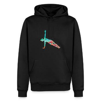 Yoga et Pilates dans PopArt - Sweat à capuche Premium bio Homme - noir - Devant - Nico (187cm)