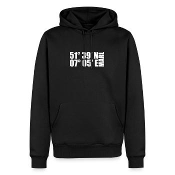 Marl Koordinaten - Männer Premium Bio Hoodie - Schwarz - Vorne - Nico (187cm)