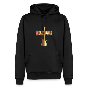 INTROVERTED BUT WILLING DISCUSS bass player - Männer Premium Bio Hoodie - Schwarz - Vorne - Nico (187cm)