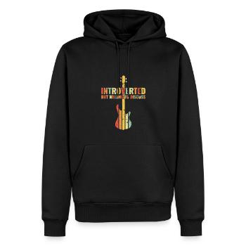 INTROVERTED BUT WILLING DISCUSS bass player - Männer Premium Bio Hoodie - Schwarz - Vorne - Nico (187cm)