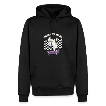 CREEP IT REAL Halloween Dabbing Ghost - Männer Premium Bio Hoodie - Schwarz - Vorne - Nico (187cm)