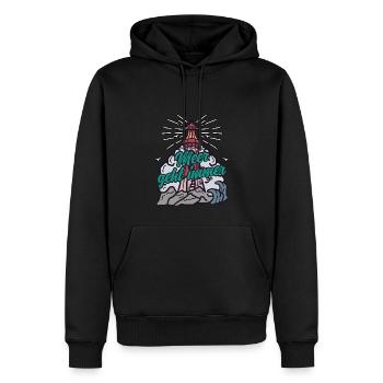 MEER GEHT IMMER Nordsee Spruch Geschenk Leuchtturm - Männer Premium Bio Hoodie - Schwarz - Vorne - Nico (187cm)