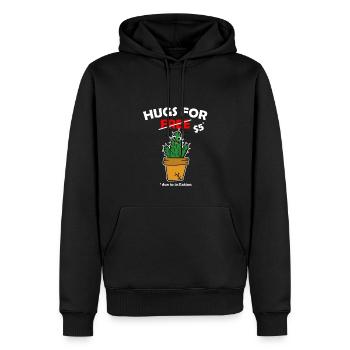 Funny cute cactus valentine costume Hugs For Free - Männer Premium Bio Hoodie - Schwarz - Vorne - Nico (187cm)