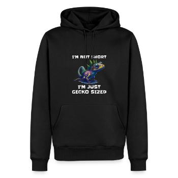 "I'm Not Short, I'm Just Gecko Sized" Cute Gecko - Men’s Premium Organic Hoodie - black - Front - Nico (187cm)