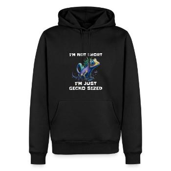 "I'm Not Short, I'm Just Gecko Sized" Cute Gecko - Men’s Premium Organic Hoodie - black - Front - Nico (187cm)