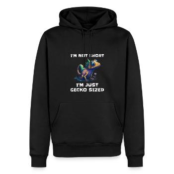 "I'm Not Short, I'm Just Gecko Sized" Cute Gecko - Men’s Premium Organic Hoodie - black - Front - Nico (187cm)