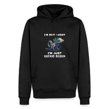 "I'm Not Short, I'm Just Gecko Sized" Cute Gecko - Men’s Premium Organic Hoodie - black - Front - Nico (187cm)