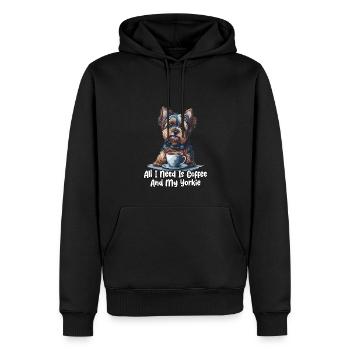All I Need Is Coffee And My Yorkie - Männer Premium Bio Hoodie - Schwarz - Vorne - Nico (187cm)