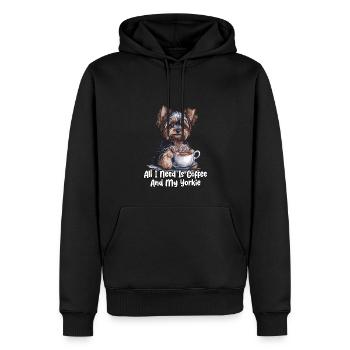 All I Need Is Coffee And My Yorkie - Männer Premium Bio Hoodie - Schwarz - Vorne - Nico (187cm)
