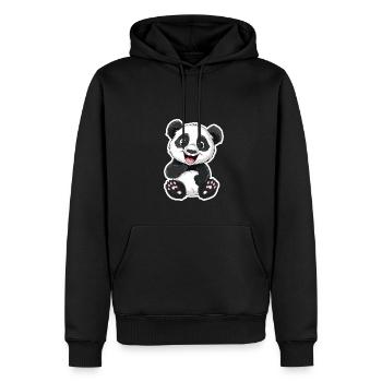 Exuberant Panda Buddy Sticker - Men’s Premium Organic Hoodie - black - Front - Nico (187cm)