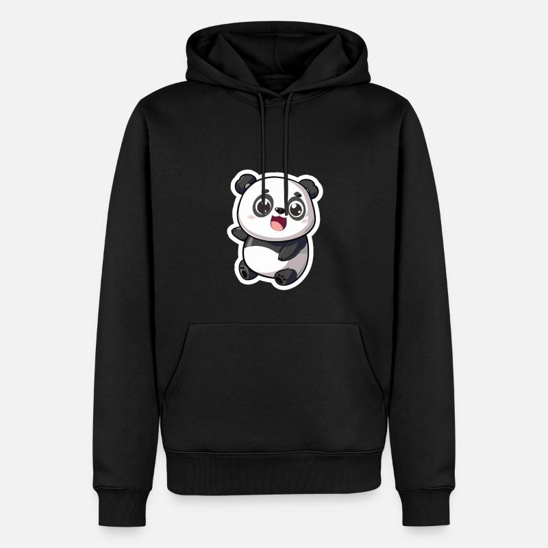 Exubérant Panda Buddy Autocollant - Sweat à capuche Premium bio Homme - noir