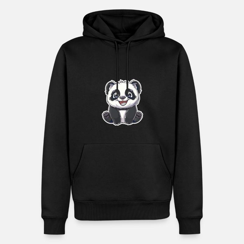 Exubérant Panda Buddy Sticker - Sweat à capuche Premium bio Homme - noir