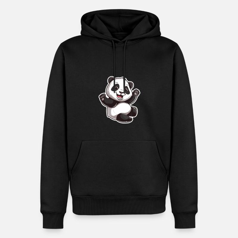 Exubérant Panda Buddy Sticker - Sweat à capuche Premium bio Homme - noir