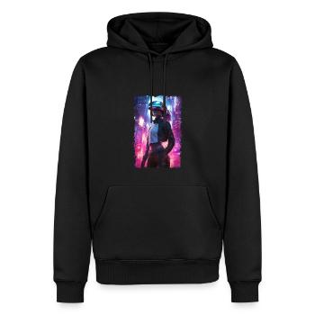 Cyberpunk VR Girl - Futuristische virtuelle Realität - Männer Premium Bio Hoodie - Schwarz - Vorne - Nico (187cm)