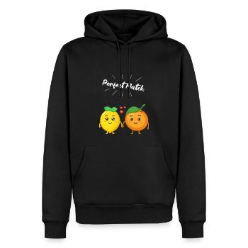 Cadeau citron et orange pour les végétaliens et les végétariens - Sweat à capuche Premium bio Homme - noir - Devant - Nico (187cm)