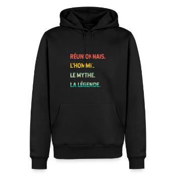 Réunionnais Pour Une légende De La Réunion - Sweat à capuche Premium bio Homme - noir - Devant - Nico (187cm)