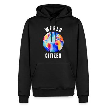 Graphique World Citizen - Sweat à capuche Premium bio Homme - noir - Devant - Nico (187cm)