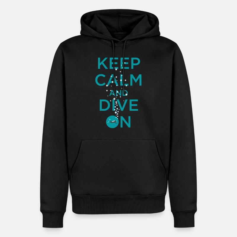 RUHE BEWAHREN UND WEITERTAUCHEN - Männer Premium Bio Hoodie - Schwarz