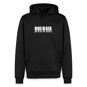 Coordonnées de Roubaix - Sweat à capuche Premium bio Homme - noir - Devant - Nico (187cm)