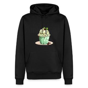 Cornet de crème glacée aux pépites de chocolat à la menthe - Sweat à capuche Premium bio Homme - noir - Devant - Nico (187cm)