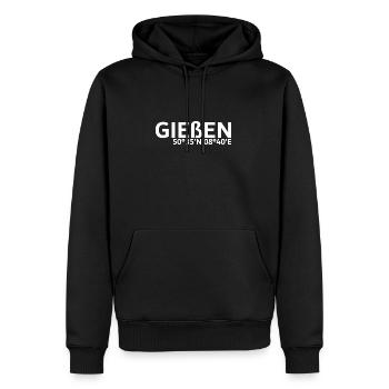 Gießen Koordinaten - Männer Premium Bio Hoodie - Schwarz - Vorne - Nico (187cm)