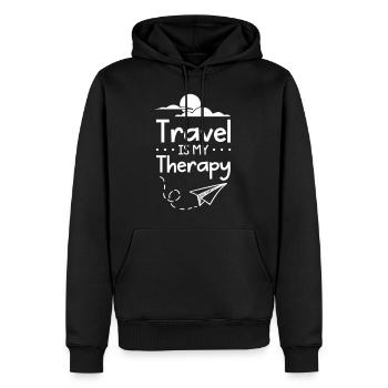 Voyager est ma thérapie - Sweat à capuche Premium bio Homme - noir - Devant - Nico (187cm)