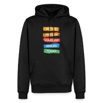 Soyez la raison pour laquelle quelqu’un sourit aujourd’hui - Sweat à capuche Premium bio Homme - noir - Devant - Nico (187cm)