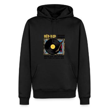 Hip Hop Début, New York 1973 - Sweat à capuche Premium bio Homme - noir - Devant - Nico (187cm)