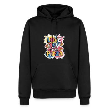 Je t'aime plus que la pizza 2025,valentine's day - Sweat à capuche Premium bio Homme - noir - Devant - Nico (187cm)