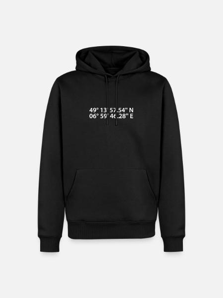 Coordonnées de Sarrebruck - Sweat à capuche Premium bio Homme - noir