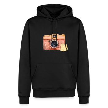 Give me a smile - Männer Premium Bio Hoodie - Schwarz - Vorne - Nico (187cm)