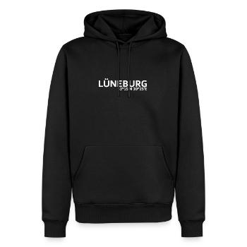 Coordonnées de Lunebourg - Sweat à capuche Premium bio Homme - noir - Devant - Nico (187cm)