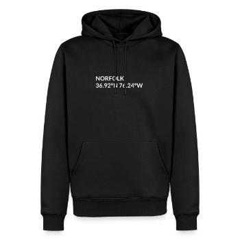 Norfolk, Virginie, États-Unis Coordonnées - Sweat à capuche Premium bio Homme - noir - Devant - Nico (187cm)