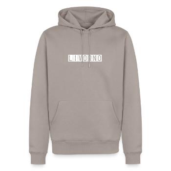 Livorno Flughafentafel - Männer Premium Bio Hoodie - Taupe - Vorne - Nico (187cm)